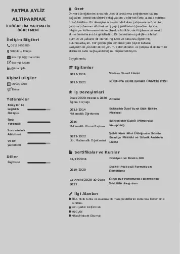 Matematik Öğretmeni Cv Örnekleri cv indir